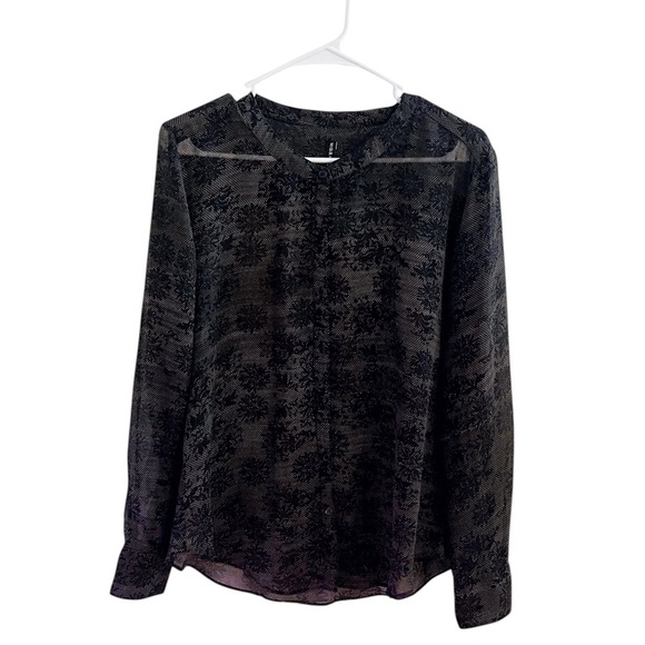 W.G.B. By Walter Baker Floral Black Sheer Blouse Office Datenight Whimsigoth - Picture 5 of 5